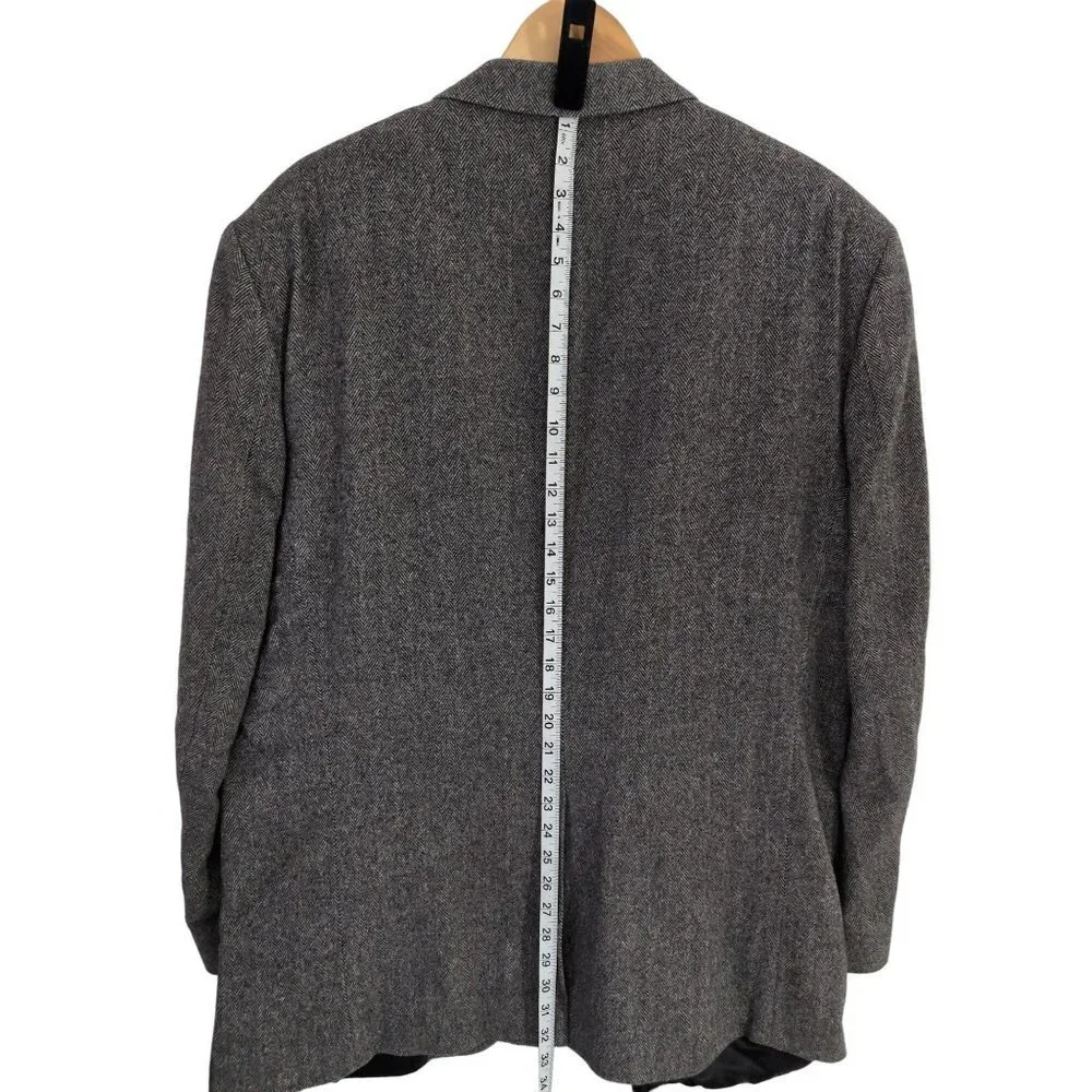 Robert Stock Sport‎ Coat Mens 46L Charcoal Gray Camel Hair Blend Herringbone